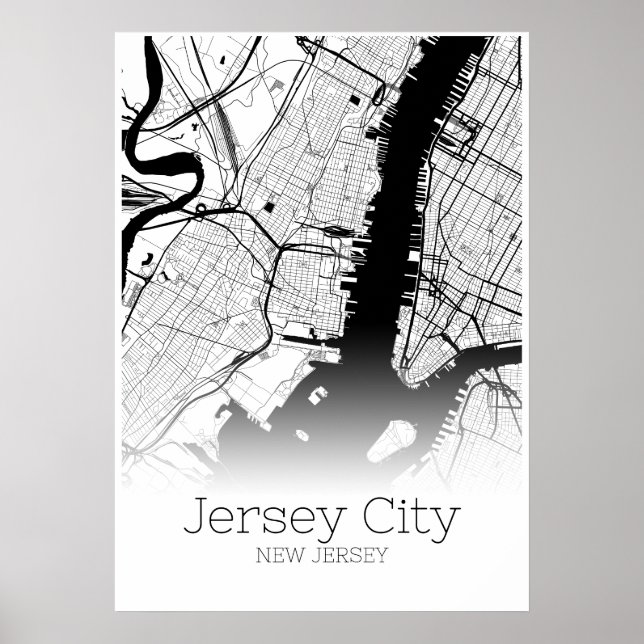 Jersey City Map - New Jersey - City Map Poster (Devant)