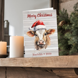 Jersey Cow "Moory Christmas" Carte de vacances pli