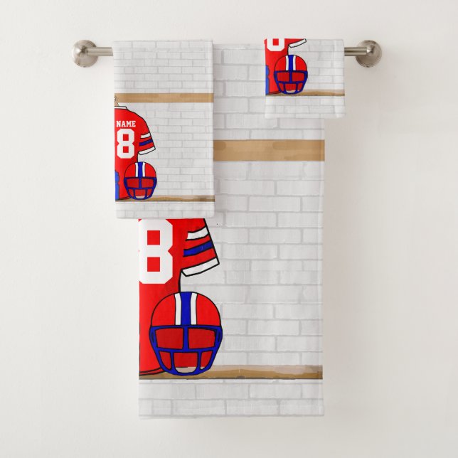 Jersey de football bleu blanc rouge personnalisé (En situation)