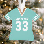 Jersey de football Turquoise personnalisé<br><div class="desc">Célébrez votre vedette de football avec ce maillot de football turquoise personnalisé. Parfait pour commémorer une saison spéciale,  un joueur ou une équipe. Customisez-le avec un nom et un numéro pour créer une conservation unique.</div>