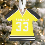 Jersey de hockey jaune et noir personnalisé<br><div class="desc">Célébrez votre étoile de hockey avec ce maillot de hockey jaune et noir personnalisé. Parfait pour commémorer une saison spéciale,  un joueur ou une équipe. Customisez-le avec un nom et un numéro pour créer une conservation unique.</div>