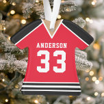 Jersey de hockey rouge et noir personnalisé<br><div class="desc">Célébrez votre étoile de hockey avec ce maillot de hockey rouge et noir personnalisé. Parfait pour commémorer une saison spéciale,  un joueur ou une équipe. Customisez-le avec un nom et un numéro pour créer une conservation unique.</div>