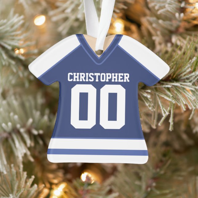 Jersey de hockey sur glace bleu et blanc (Arbre)