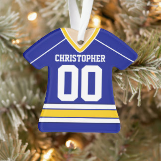 Jersey de hockey sur mesure bleu/blanc/jaune