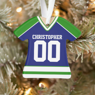 Jersey de hockey sur mesure vert/bleu/blanc