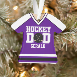 Jersey de papa de hockey personnalisé violet/blanc
