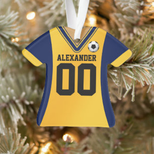 Jersey de soccer bleu/jaune personnalisé