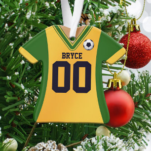 Jersey de soccer vert/jaune personnalisé