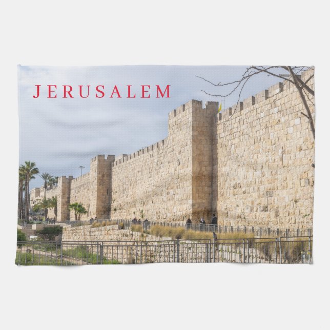 Jérusalem City Walls vue serviette de thé (Horizontal)