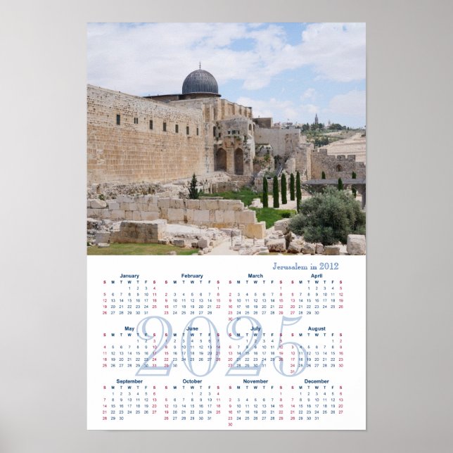 Jérusalem, Israël. Calendrier 2025 Affiche (Devant)