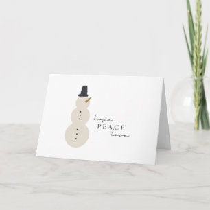 J'espère la paix amour.Noël Snowman Cartes de voeu
