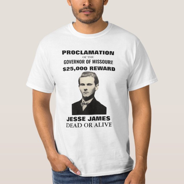 Jesse James $25,000 T-shirt Homme Poster Recherché (Devant)