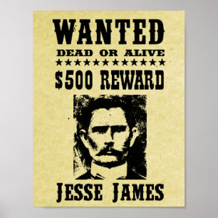Jesse James Old Wild West Réplique Poster Recherch