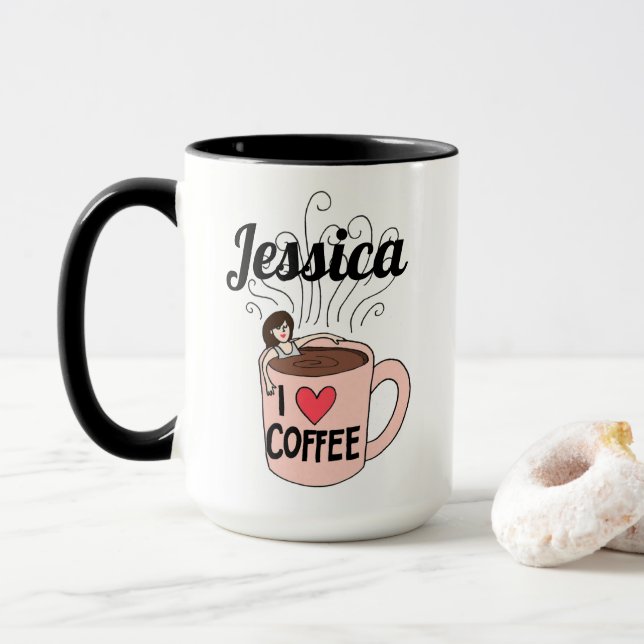 Jessica Loves Coffee Mug (Avec donut)