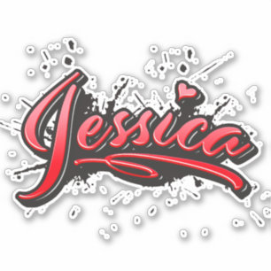 Jessica red heart graffiti Autocollants