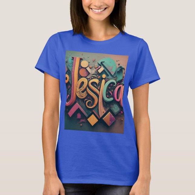 Jessica : T-shirt Abstrait géométrique 3D (Devant)