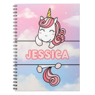 Jessica Unicorn Personnalisée Carnet Girlie