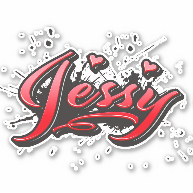 Jessy rouge Heart Graffiti Autocollant Sticker (Devant)