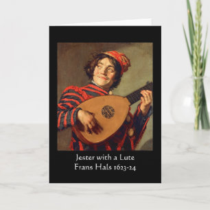 Jester avec une carte de voeux en lecture