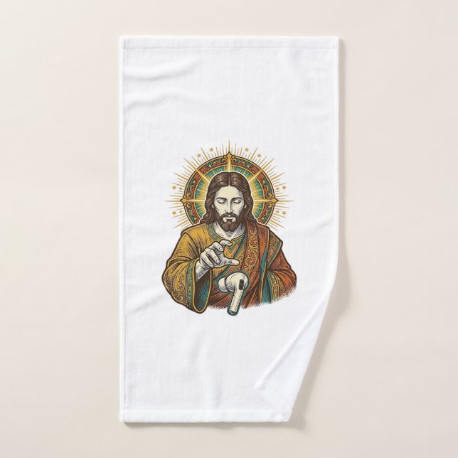 Jésus a laissé tomber son écouteur sans fil sous l (Serviette à main)