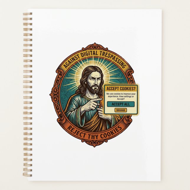 Jésus Agacant Accepter les Cookies Pop Up Internet (Devant)