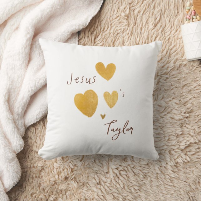 Jésus aime Nom Personnalisé Jeter Oreiller moderne (Couverture)