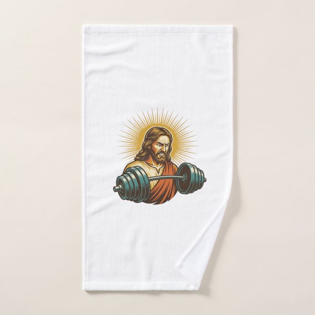 Jésus ajoutant accidentellement trop de poids Éche (Serviette à main)