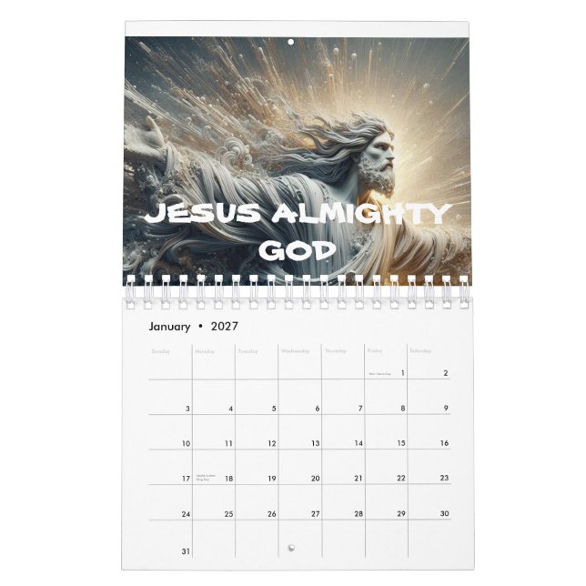 JÉSUS ALMIGHTY DIEU imprimé nouveau calendrier ann (Jan 2027)