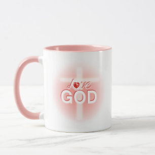 Jésus amour Dieu Croix Coeur rose Mug