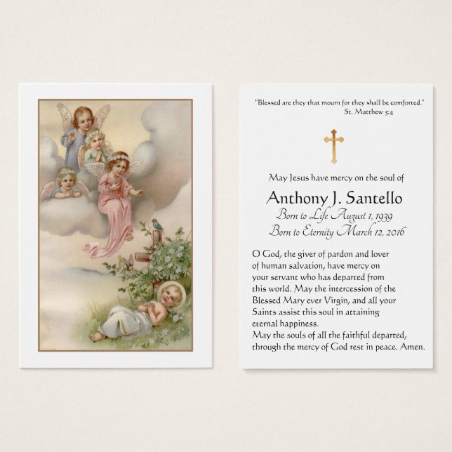 Jesus Angels catholique Funeral Memorial Carte Sai (Devant & derrière)
