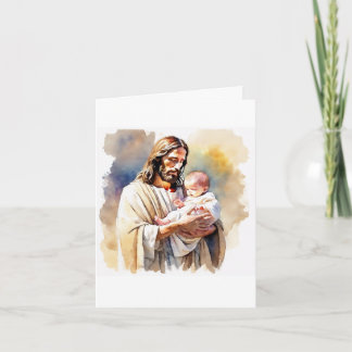 Jésus avec Baby Baptism Carte de voeux