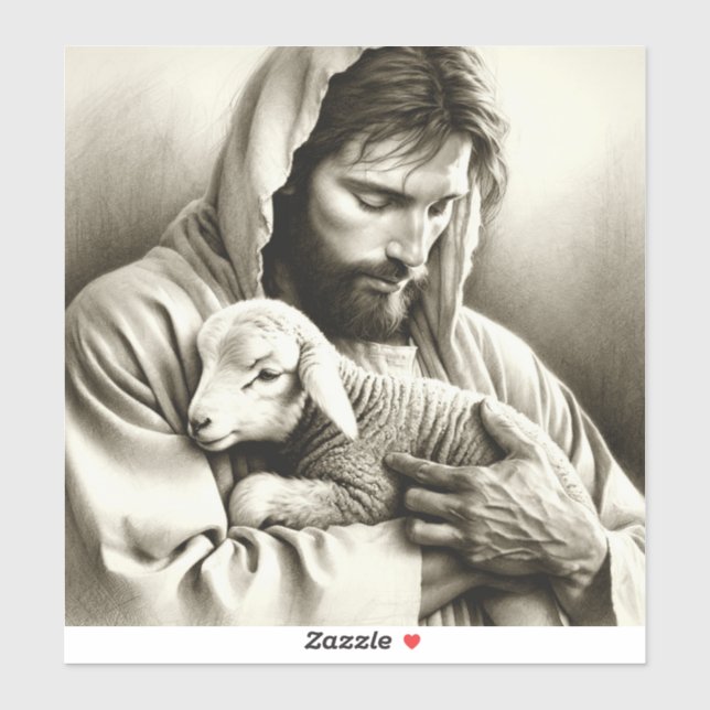 JESUS Bon Pasteur grand autocollant décalcomanie (Feuille)