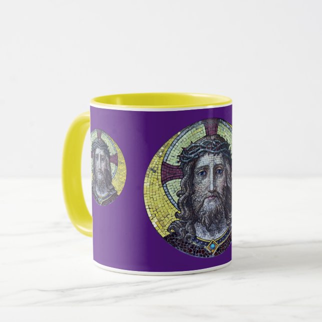 Jésus Christ, Bienheureuse Mosaïque, Ciel café Mug (Devant gauche)
