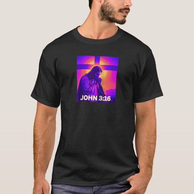 JÉSUS DANS UNE PRIÈRE T-shirt de baseball raglan e (Devant)