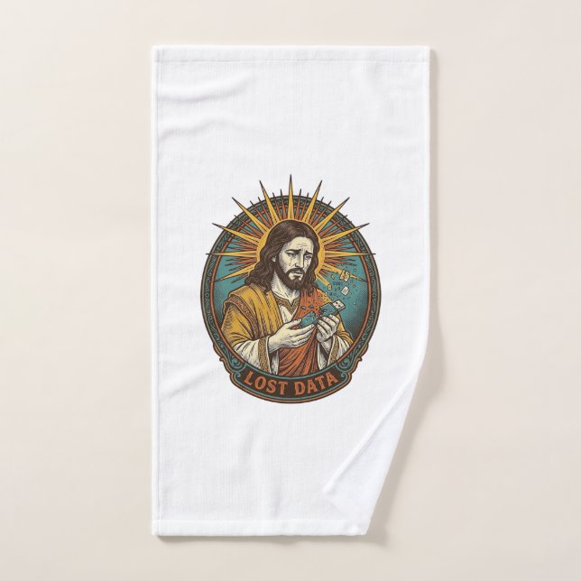 Jésus Écrasé Clé USB Perte de Données Humour_1 (Serviette à main)