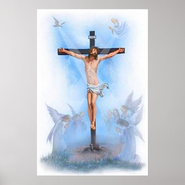 Jésus en croix avec affiche d'oiseaux (Devant)