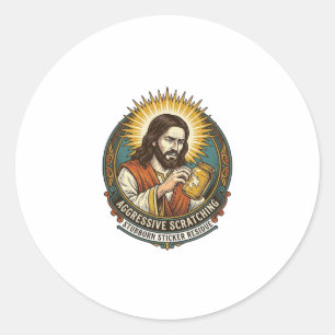 Jésus énervant pelage autocollant papier résidu ma