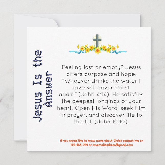 Jésus est la carte de témoignage de réponse (Devant)