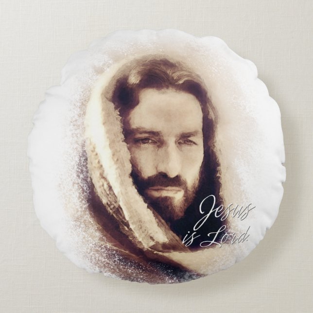 Jésus est les coussins ronds de seigneur AA (Devant)