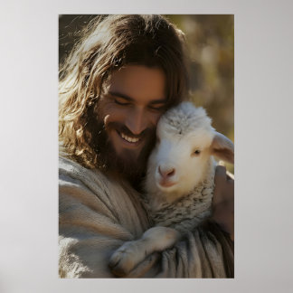 Jésus et agneau Impression Bon Pasteur Mur Chrétie