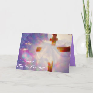 Jésus et carte de Pâques croisée rougeoyante