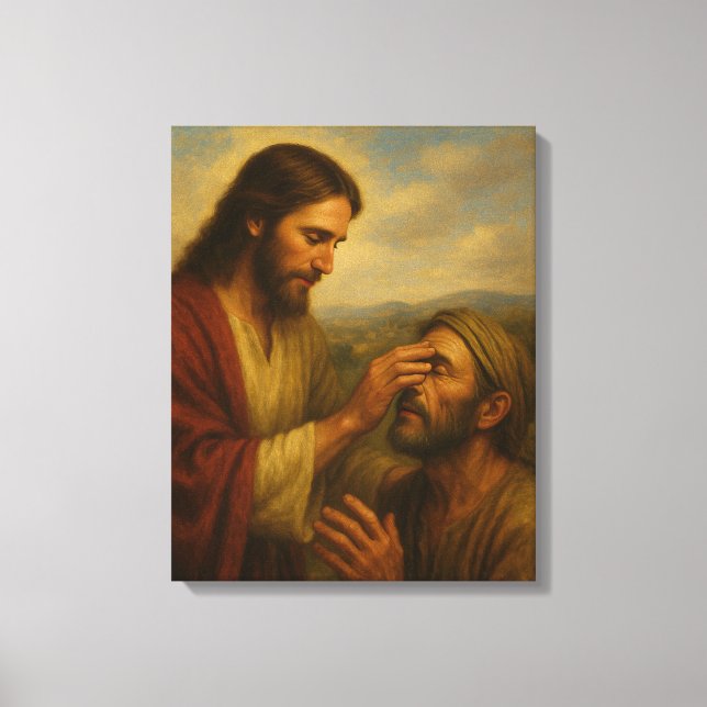 Jésus Et L'Homme Aveugle™ LDS Toile D'Art Mur (Recto)