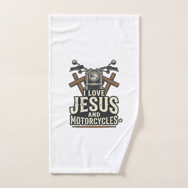 Jésus et motos conception de biker chrétien vintag (Serviette à main)