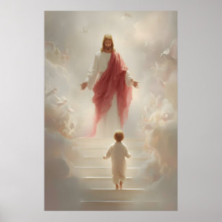 Jésus et petit garçon Impression d'art Catholique