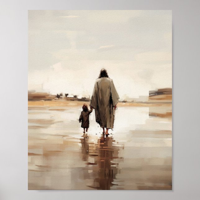 Jésus Et Petite Fille, Impression Numérique, Croqu (Devant)