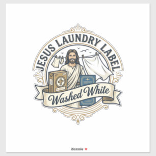 Jesus Étiquette de Lavage Lavé Blanc Jésus Lavage 