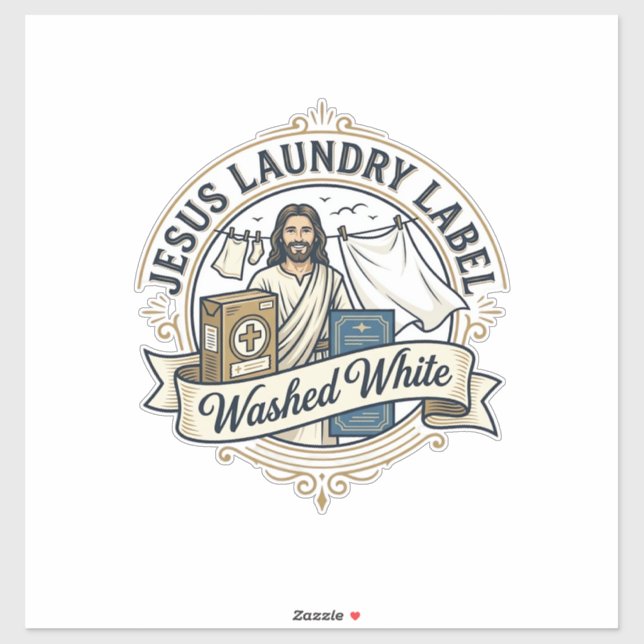 Jesus Étiquette De Linge Lavé Blanc Jesus Linge La (Feuille)