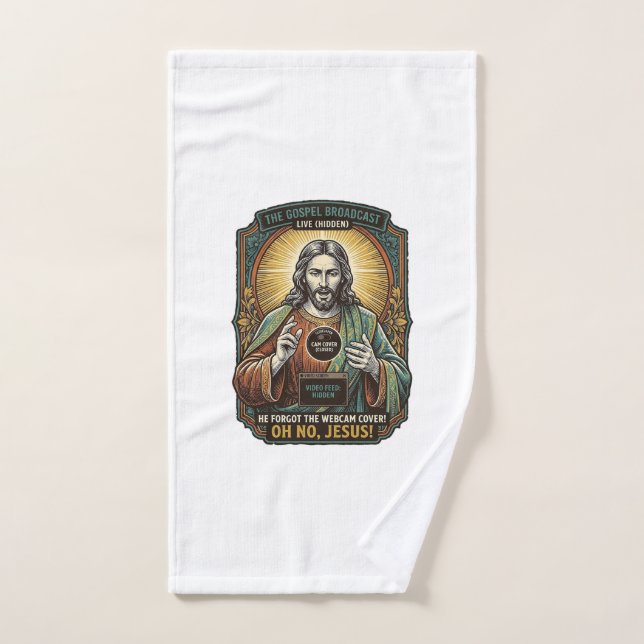Jésus Fond noir Couverture de webcam oubliée Virtu (Serviette à main)