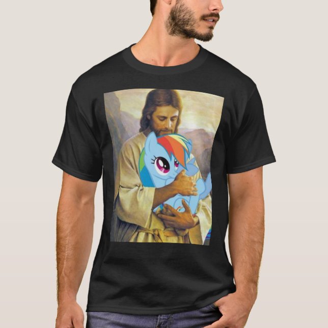 Jesus holding rainbow dash Classic T-Shirt (Devant)