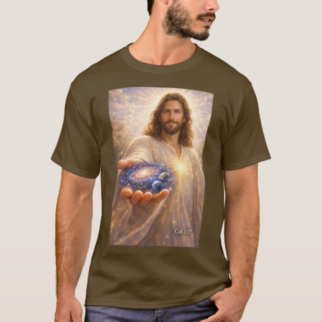 Jesus holding the universe in His hands T-Shirt (Devant)